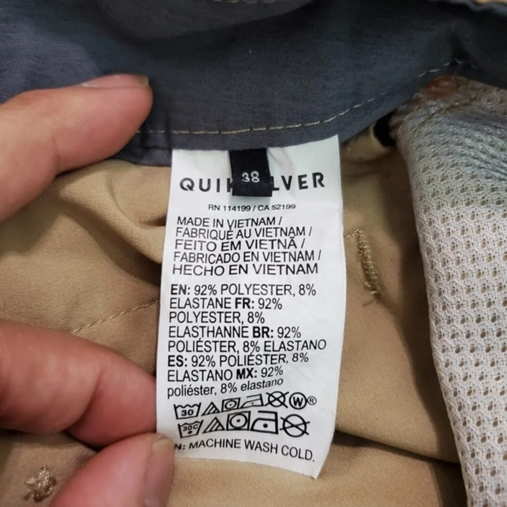 Quiksilver Men Shorts 38 Beige Chino Amphibian Pockets Dry Flight Eco‎ 9